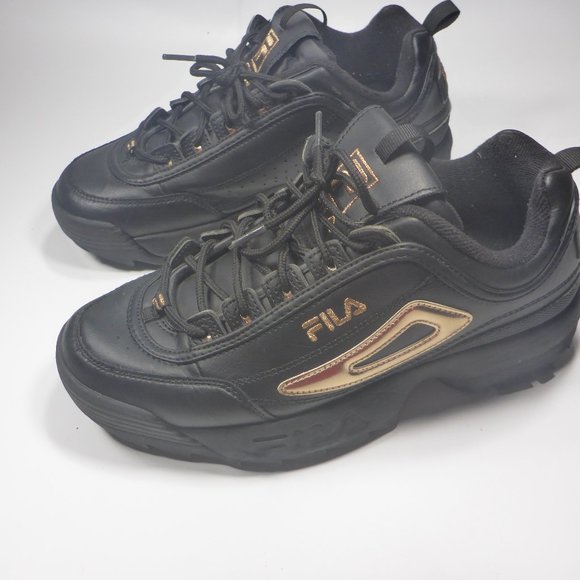fila shoes black and rose gold